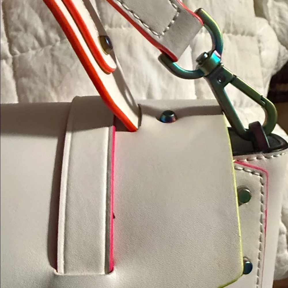 Michael Kors White Satchel with Neon Details - Picture 12 of 13